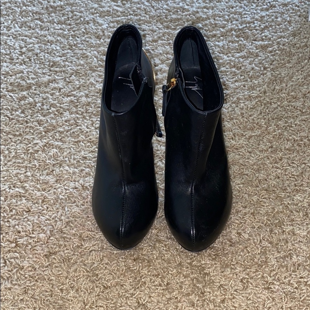 Giuseppe Zanotti black and gold heel boots